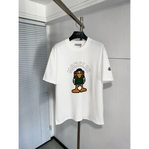 Moncler Men's and Women's crew neck white short sleeve T-shirt